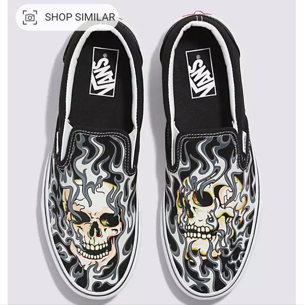 Vans flame skull slip on